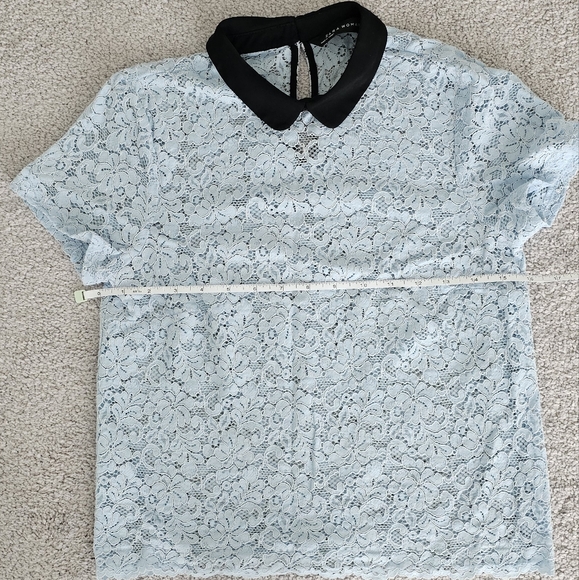 Zara Lace Top with Contrast Peter Pan Collar - Picture 9 of 11